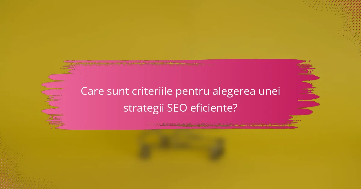 Care sunt criteriile pentru alegerea unei strategii SEO eficiente?