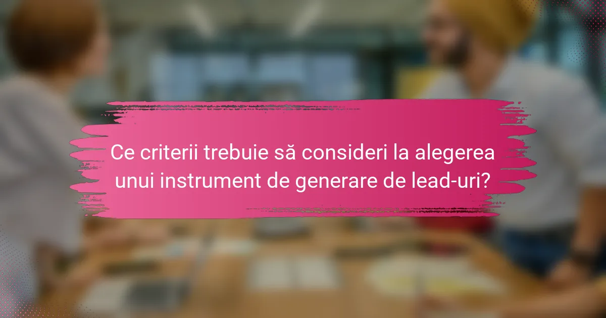 Ce criterii trebuie să consideri la alegerea unui instrument de generare de lead-uri?
