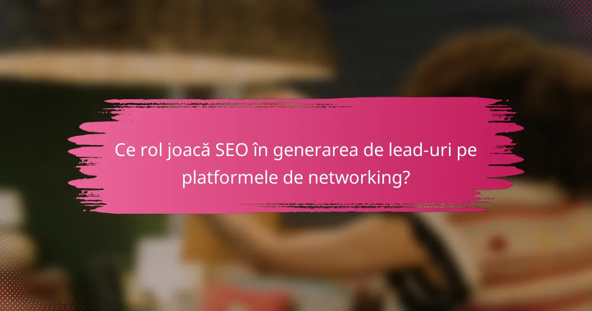 Ce rol joacă SEO în generarea de lead-uri pe platformele de networking?