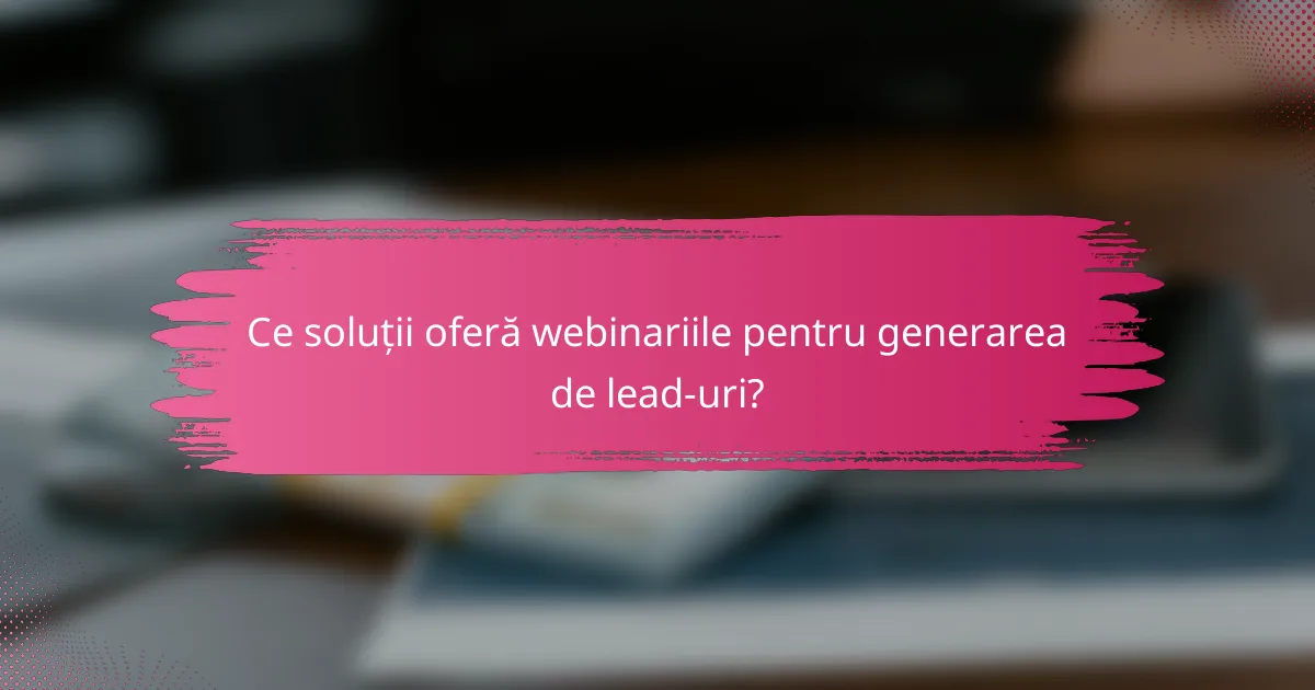 Ce soluții oferă webinariile pentru generarea de lead-uri?