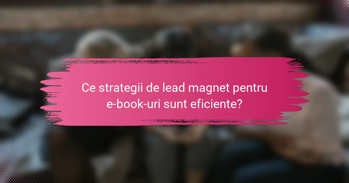 Ce strategii de lead magnet pentru e-book-uri sunt eficiente?