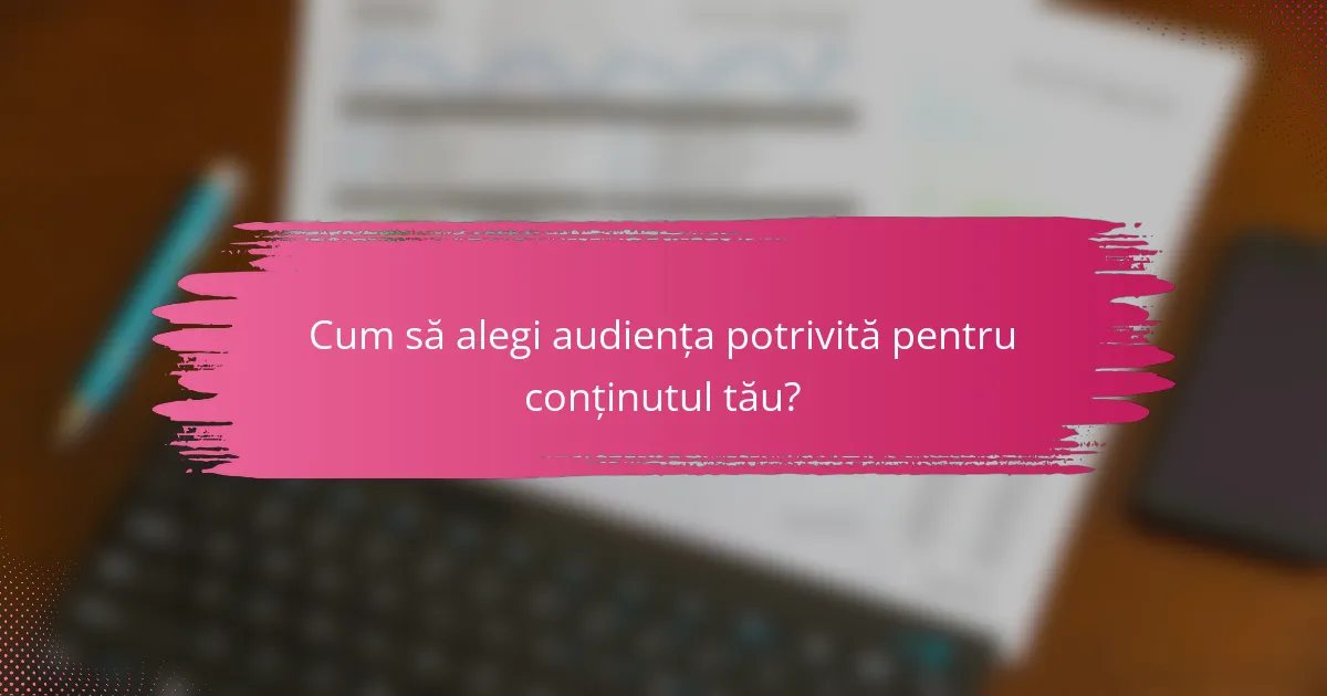 Cum să alegi audiența potrivită pentru conținutul tău?